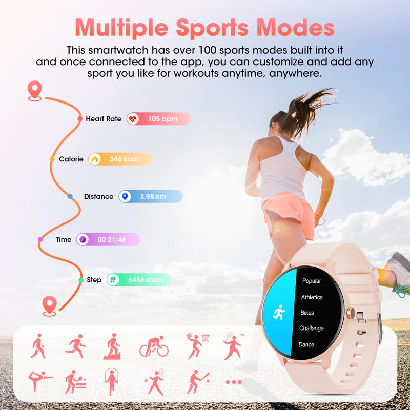 Hwagol 1.39″ Smartwatch – Bluetooth Calls, IP67 Waterproof