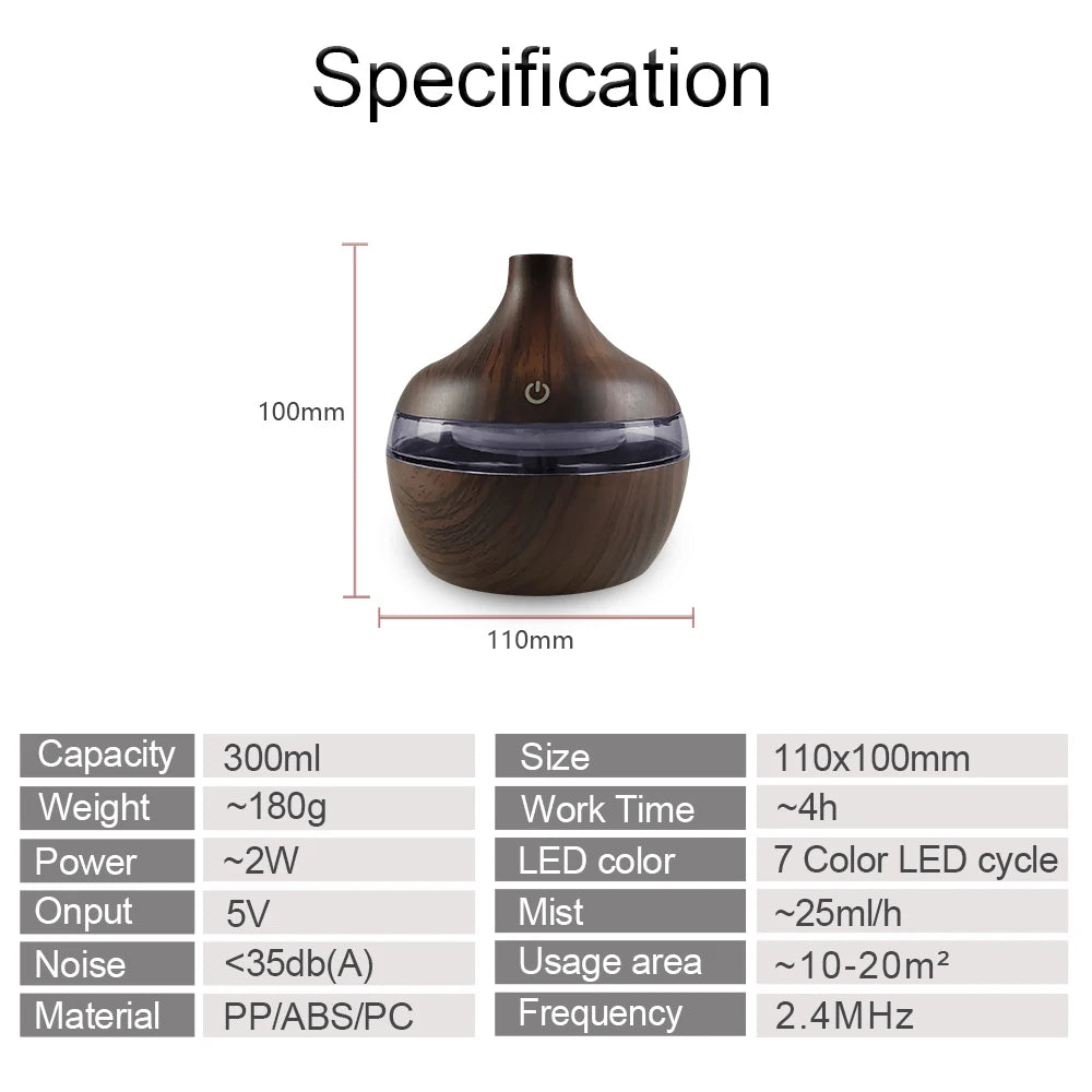 300ml USB LED Aromatherapy Humidifier