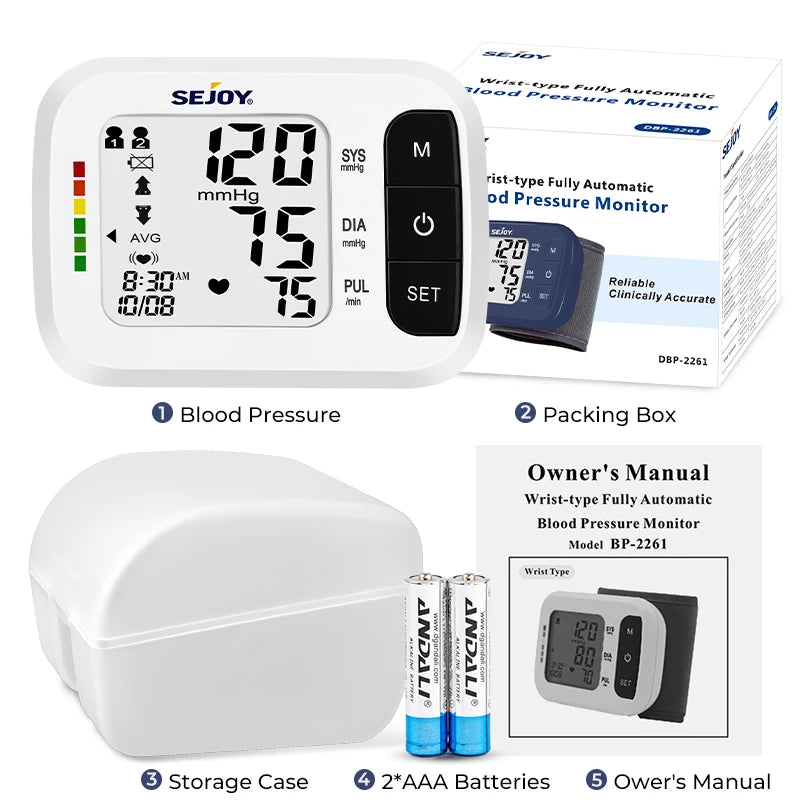 SEJOY Digital Wrist Blood Pressure & Heart Rate Monitor