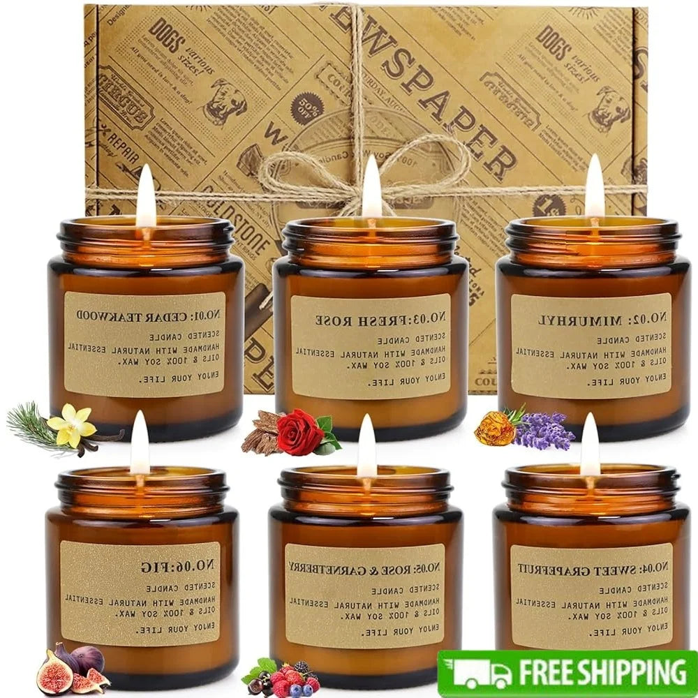 6-Pack Soy Wax Aromatherapy Candle Gift Set