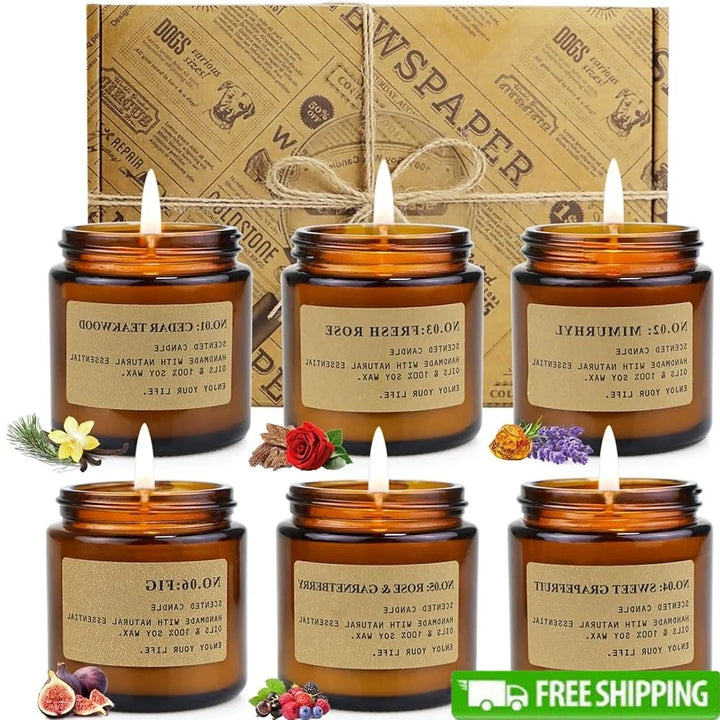6-Pack Soy Wax Aromatherapy Candle Gift Set