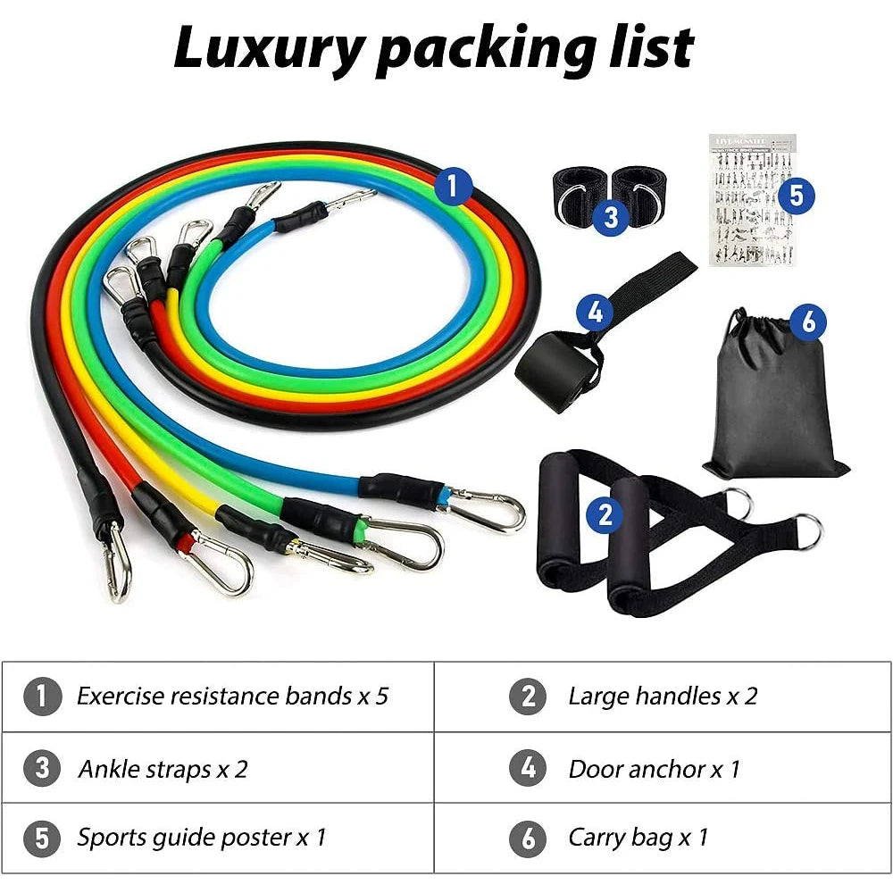 11Pcs Resistance Bands Set – Home Gym Expander