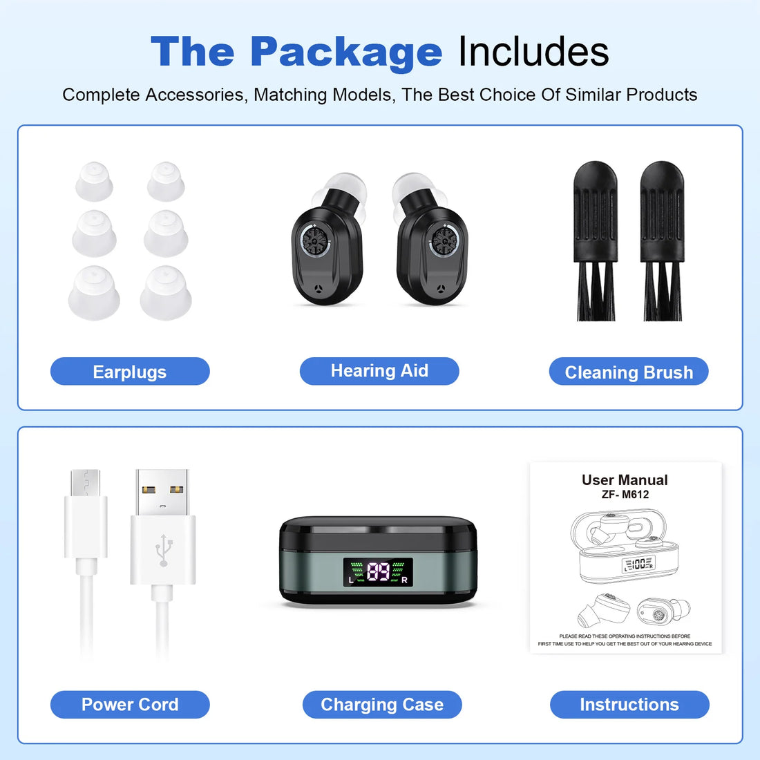 Invisible Rechargeable Hearing Aids with Charging Case
