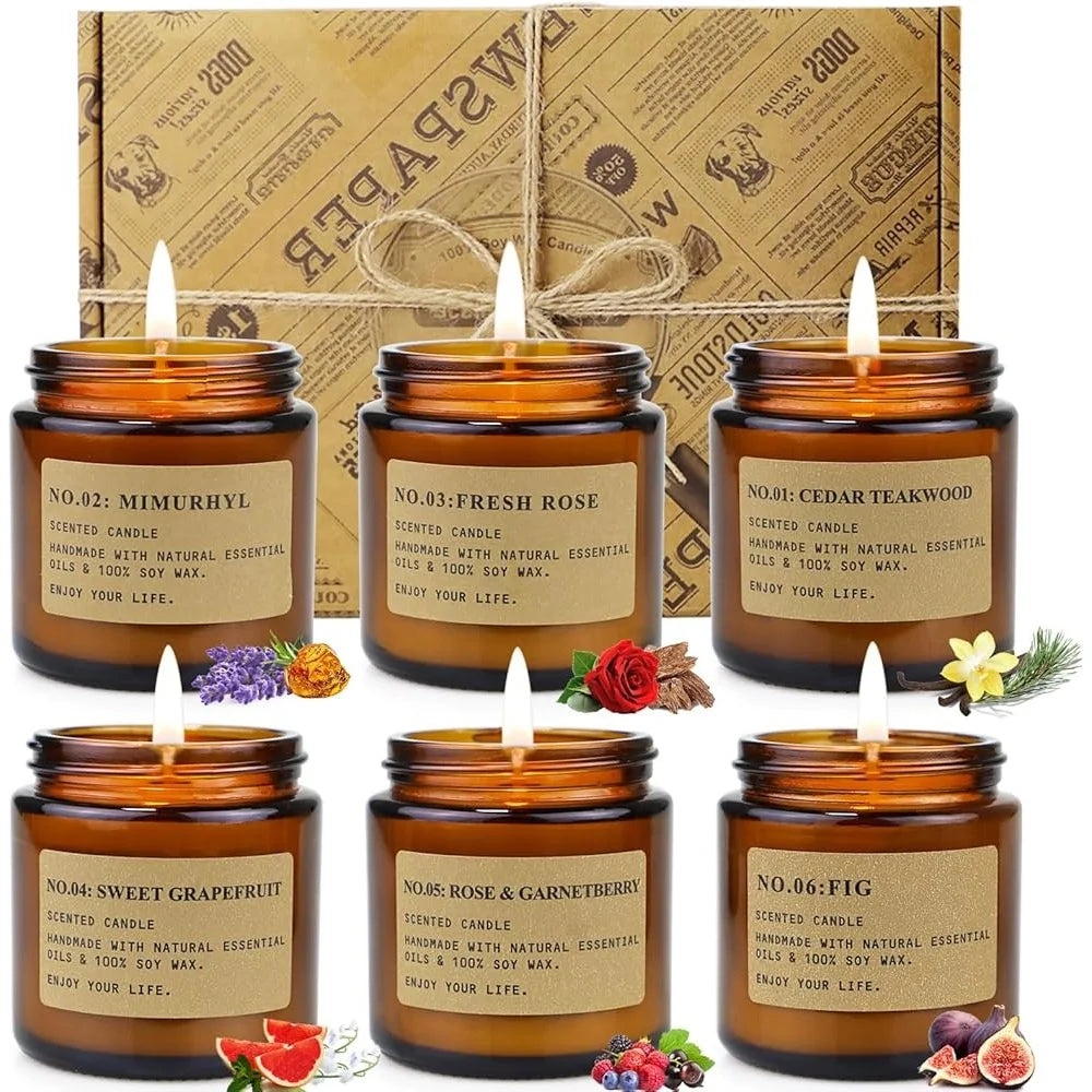 6-Pack Soy Wax Aromatherapy Candle Gift Set