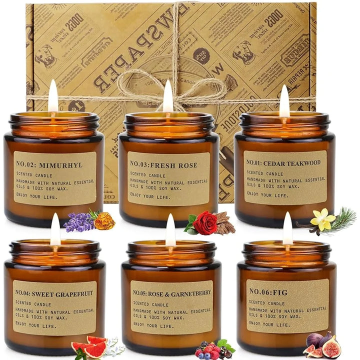 6-Pack Soy Wax Aromatherapy Candle Gift Set