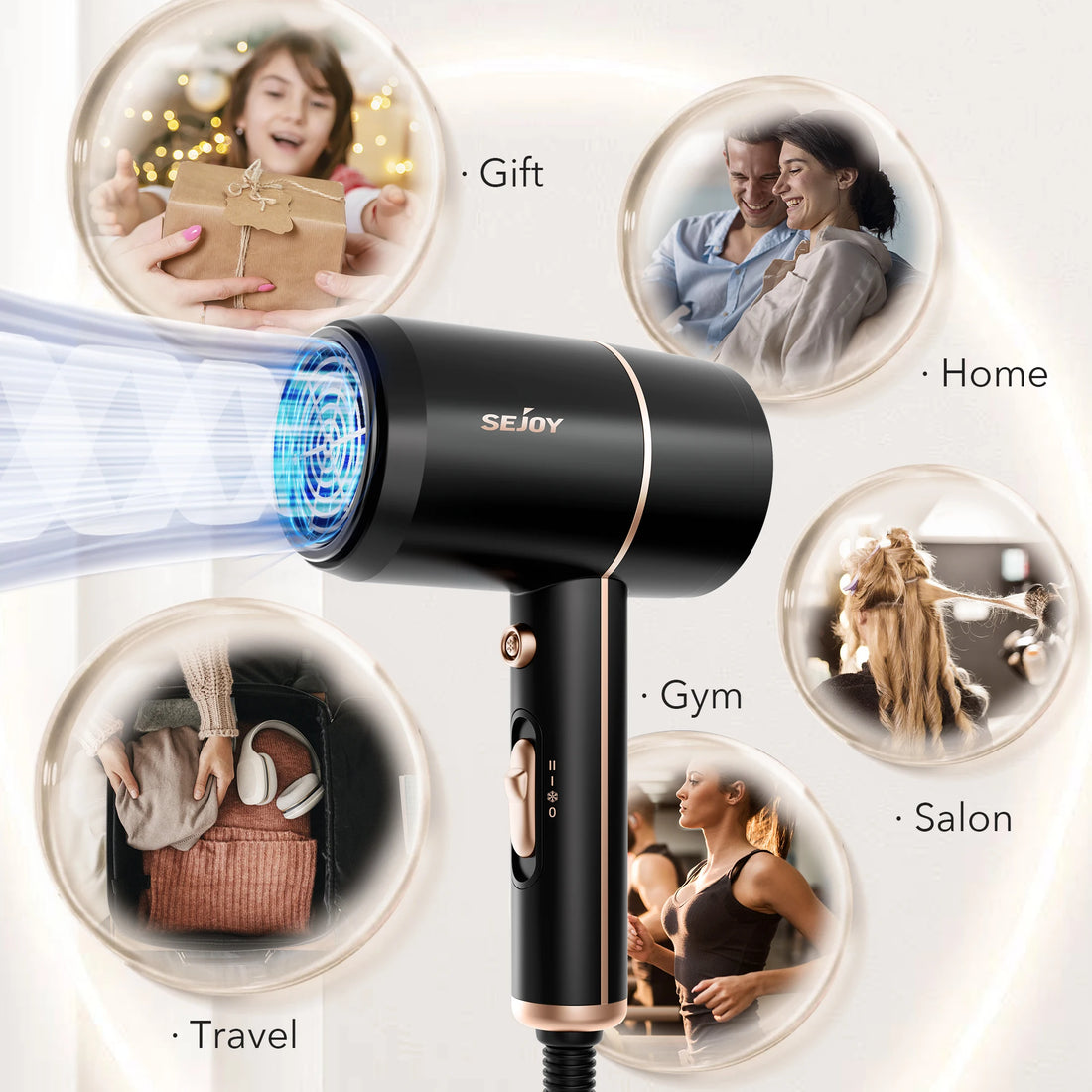 Sejoy 1800W Negative Ion Hair Dryer (110 V)