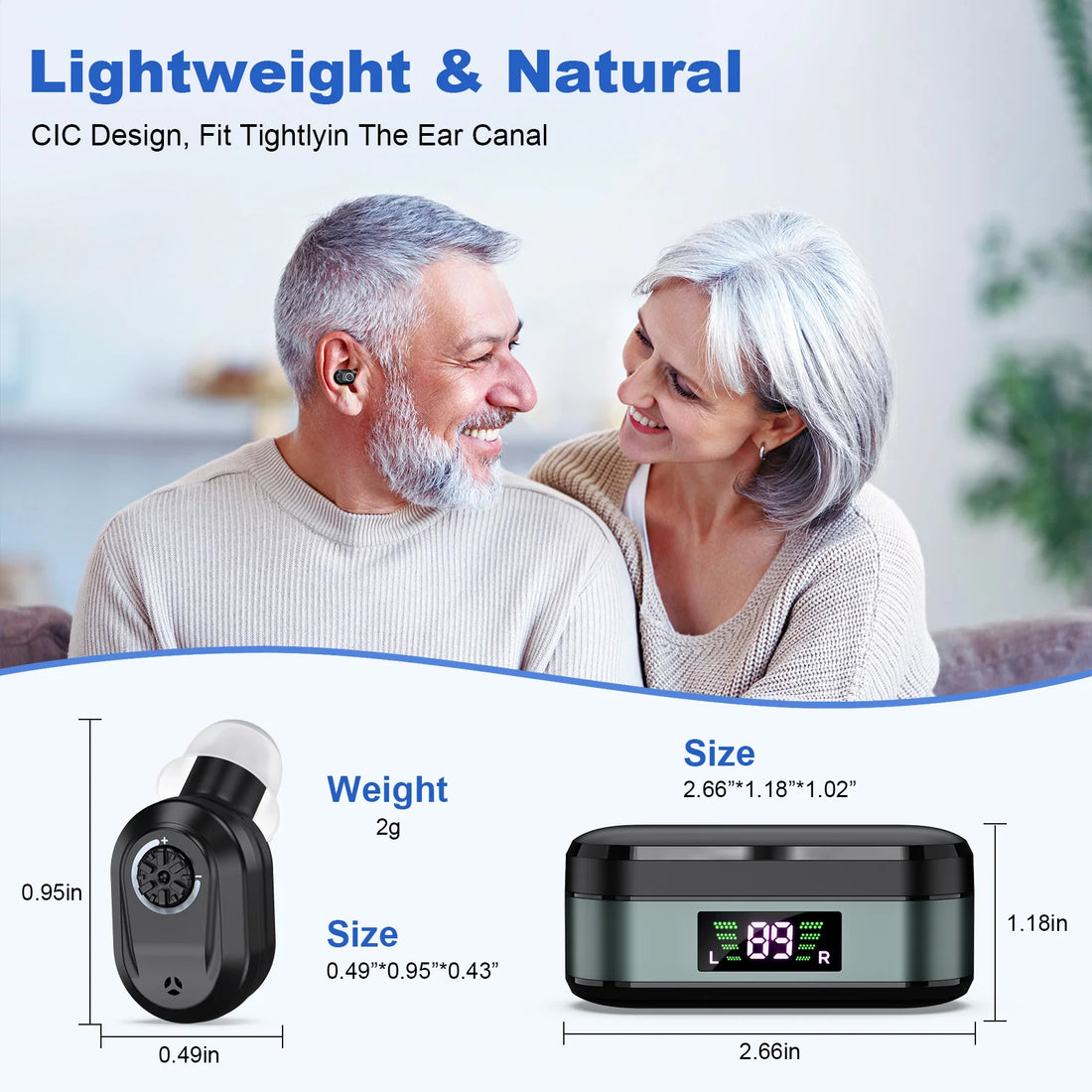 Invisible Rechargeable Hearing Aids with Charging Case