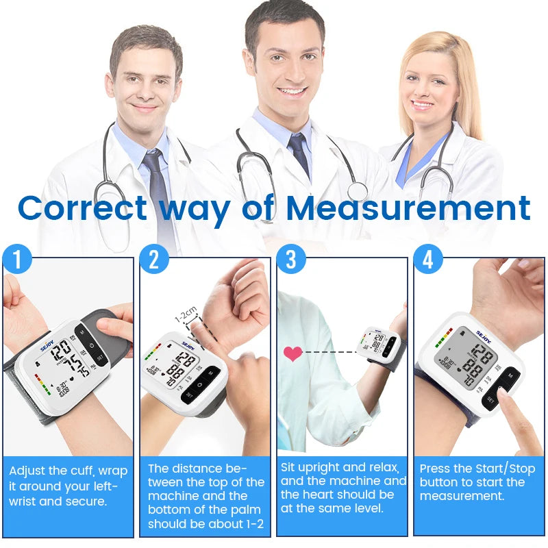 SEJOY Digital Wrist Blood Pressure & Heart Rate Monitor